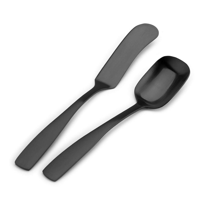 Bysta Serving Utensils Set, Matte Black 5-Piece Hostess Set, Stainless Steel Silverware Flatware Cutlery Serving Set, Satin Finish, Dishwasher Safe - Image 4